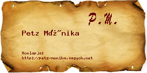 Petz Mónika névjegykártya